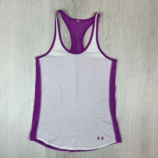 Under Armour Womens Pink & White Mesh Tank Top Size Small