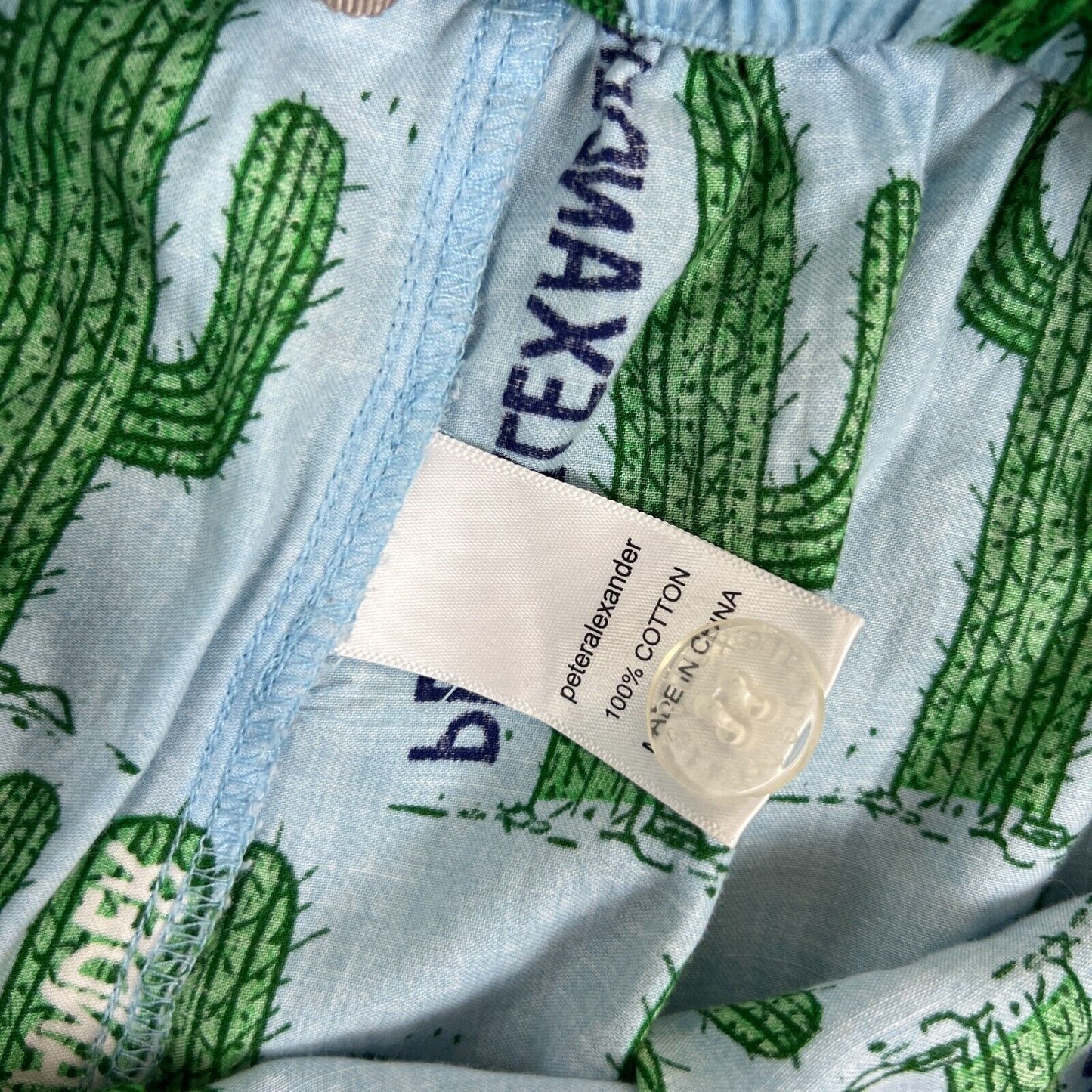 Peter Alexander Cactus Pattern Long Sleeve Blue Shorts Size XS