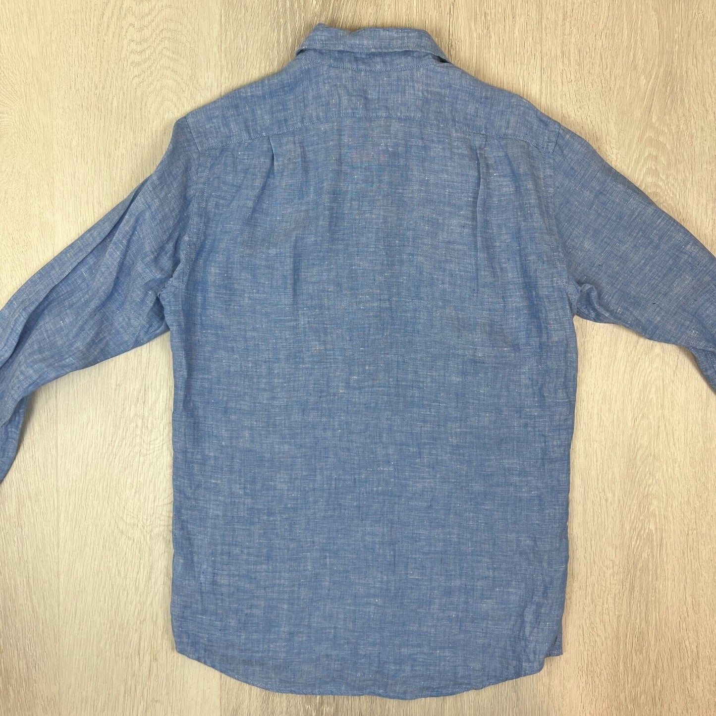 Uniqlo Womens Long Sleeve Blue Flax (Linen) Button Up Size XS Oversized