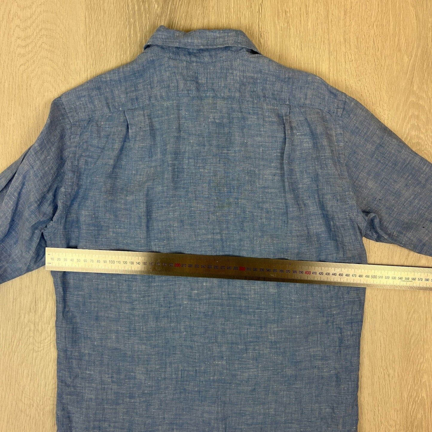 Uniqlo Womens Long Sleeve Blue Flax (Linen) Button Up Size XS Oversized