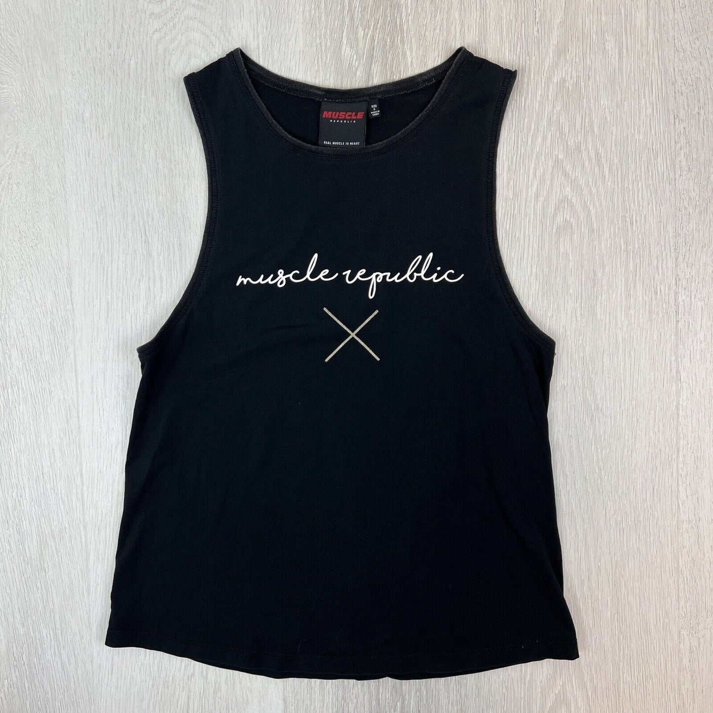 Muscle Republic Womens Black Tank Top Singlet Size Small