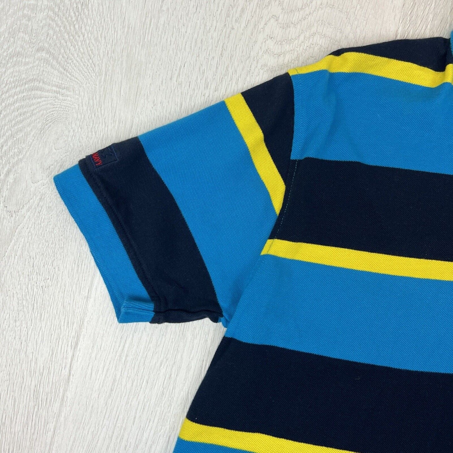 Navy & Navy Mens Striped Polo Shirt Size Small (Marked L)