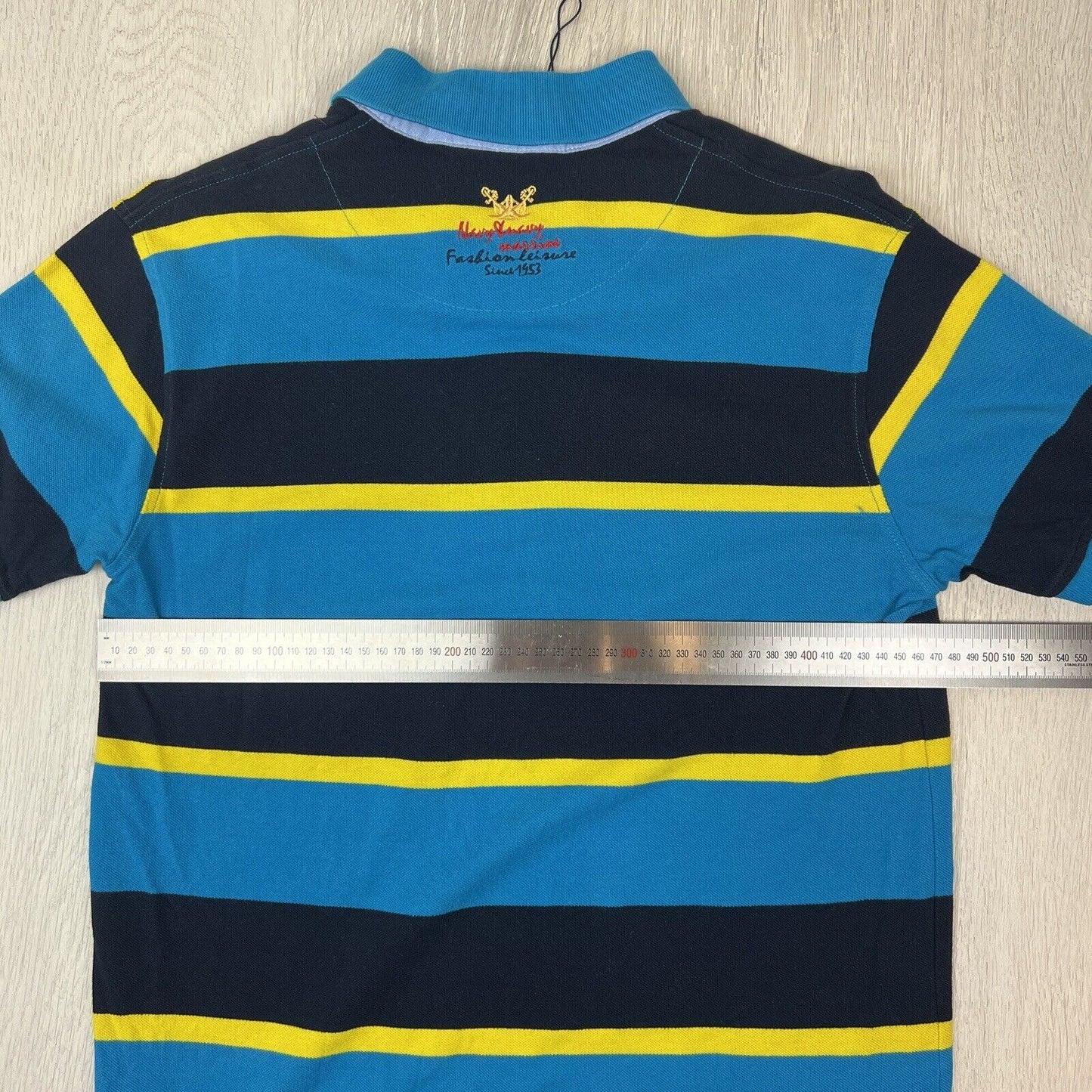 Navy & Navy Mens Striped Polo Shirt Size Small (Marked L)