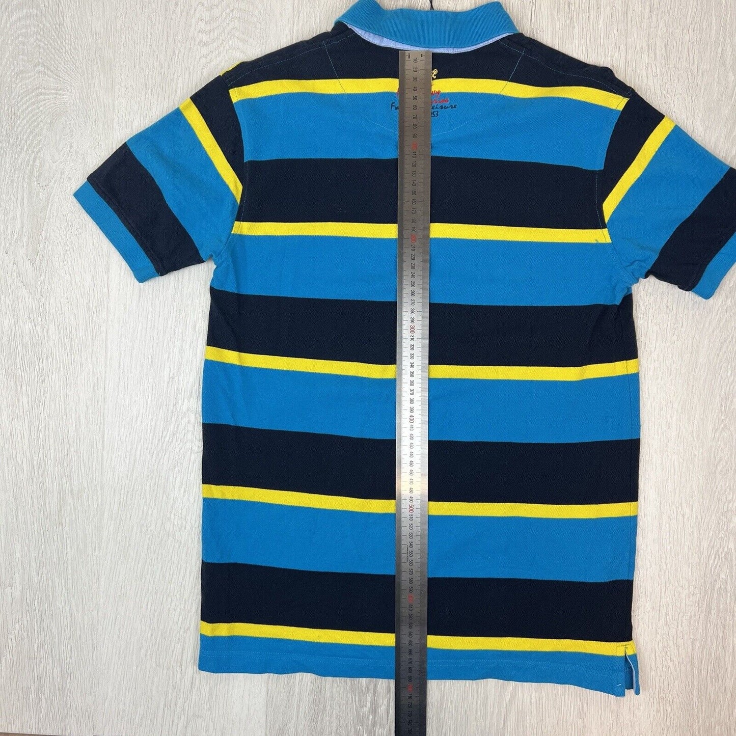 Navy & Navy Mens Striped Polo Shirt Size Small (Marked L)