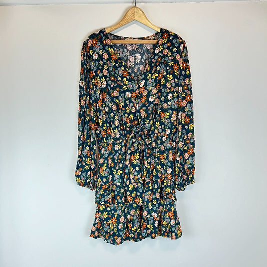 Salty Bright Womens Long Sleeve Floral Pattern Dress Size 12