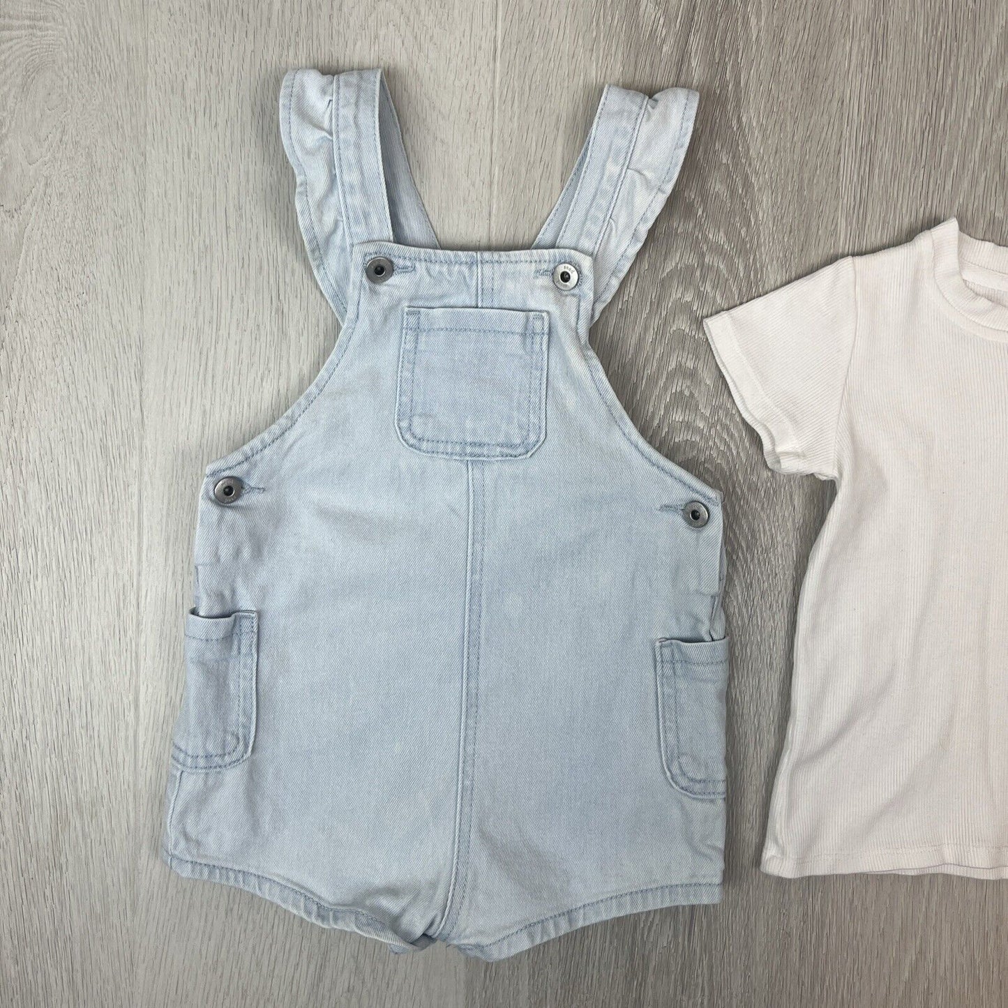 Seed Heritage Babies Denim Dungarees Size 12-18 Months & White Tee 18-24