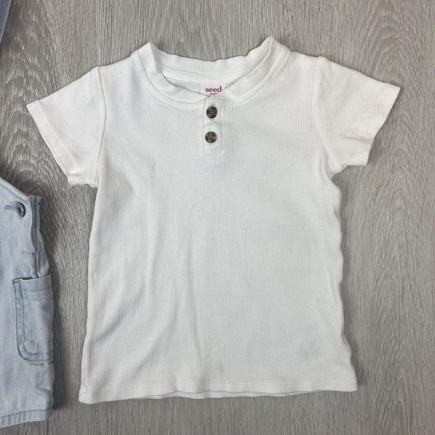 Seed Heritage Babies Denim Dungarees Size 12-18 Months & White Tee 18-24