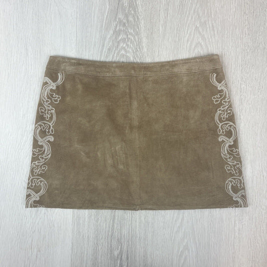 La Feria Womens Brown Pig Suede Leather Mini Skirt Size 42