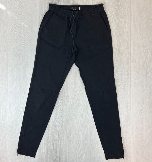 Theory Womens Black Tapered Linen Blen Pants Size Small