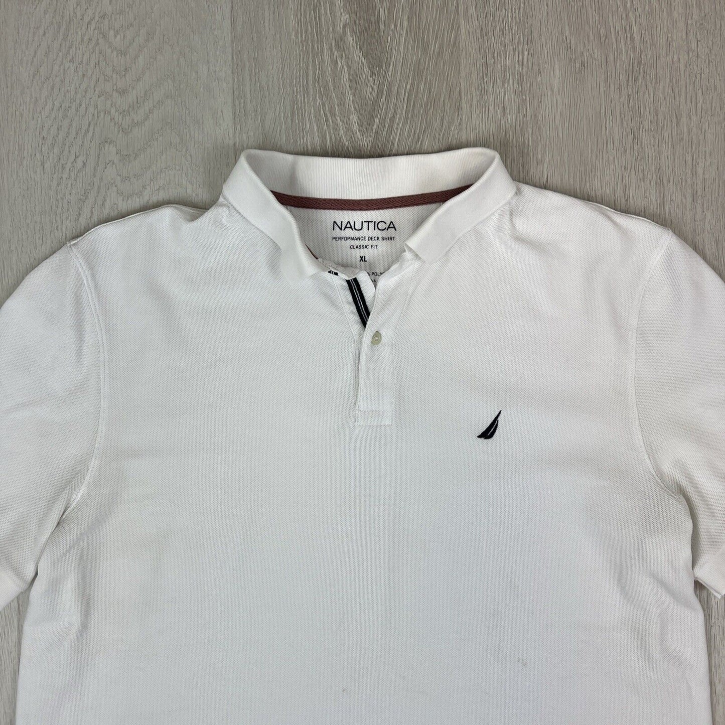 Nautica Mens White Polo Shirt Deck Shirt Classic Fit Size XL