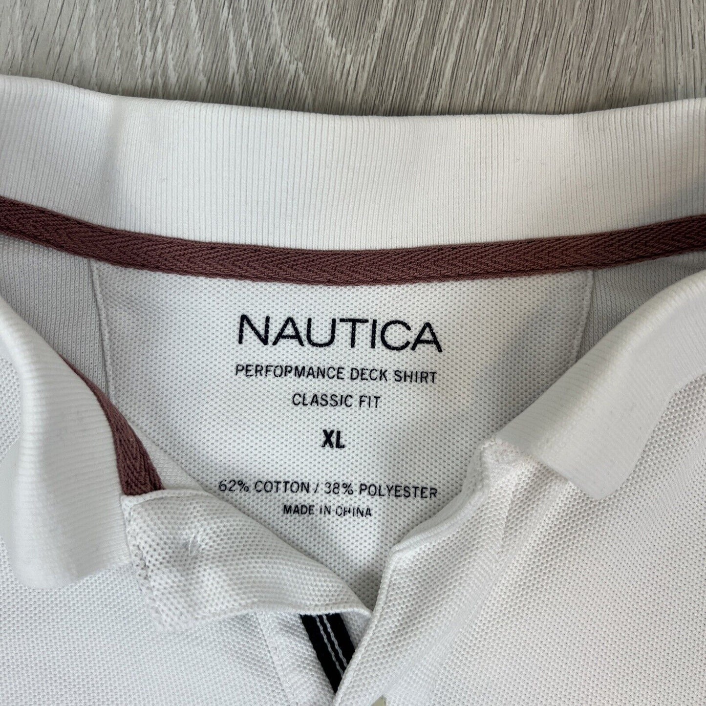 Nautica Mens White Polo Shirt Deck Shirt Classic Fit Size XL