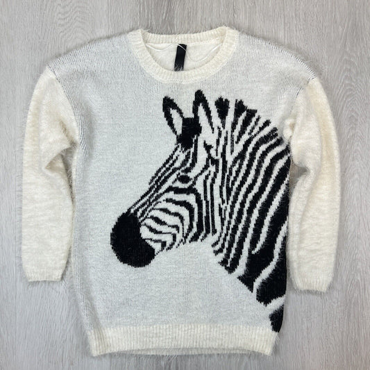 Factorie Womens Zebra Fluffy Knitted Pullover Jumper Size Small