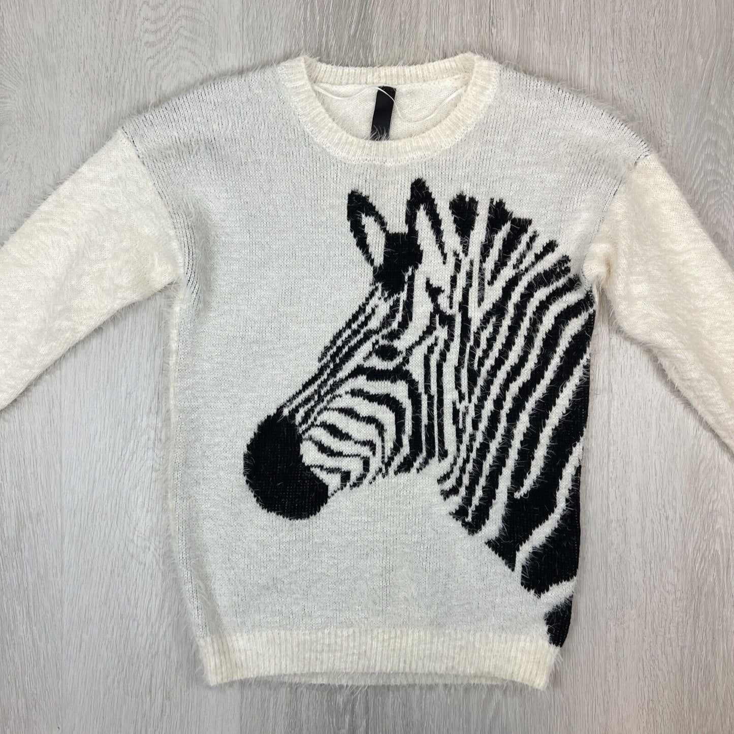 Factorie Womens Zebra Fluffy Knitted Pullover Jumper Size Small