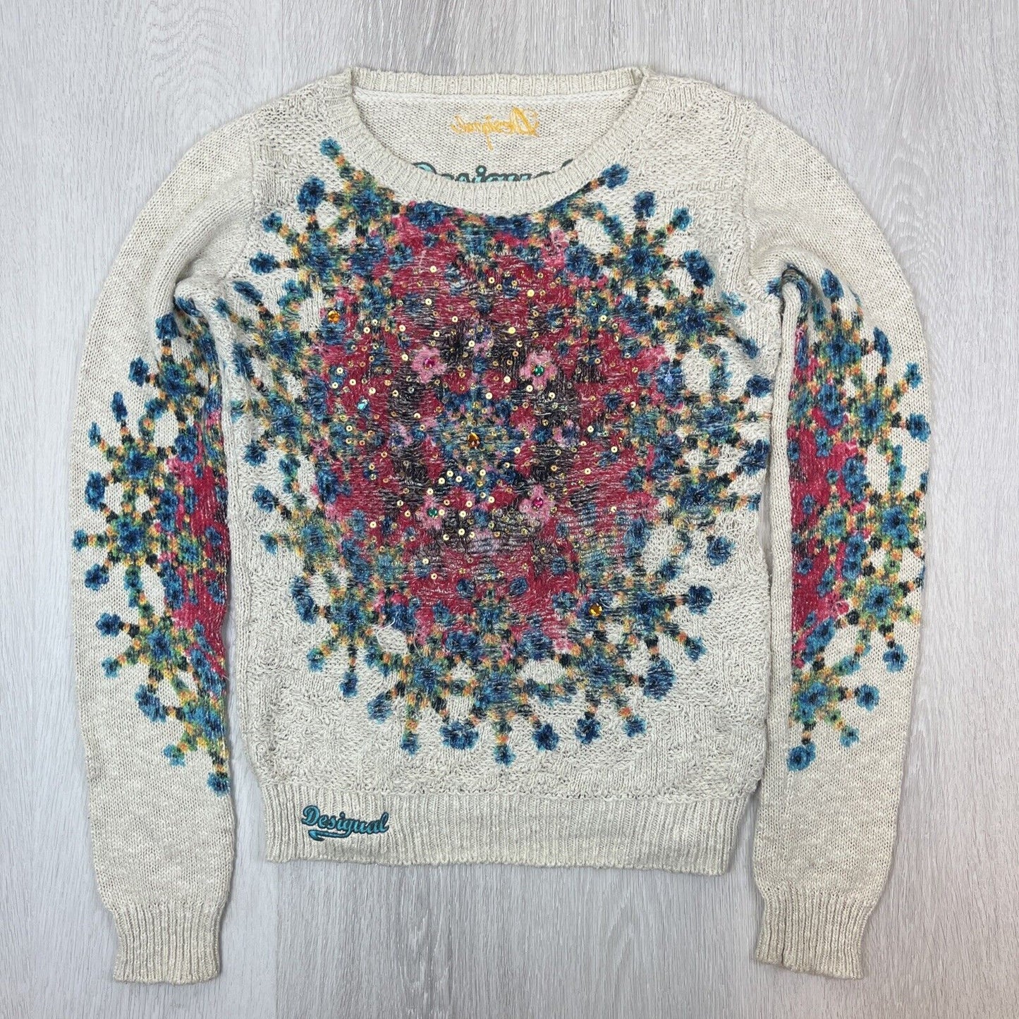 Desigual Womens Knitted Pullover Jumper Sweater Size Small