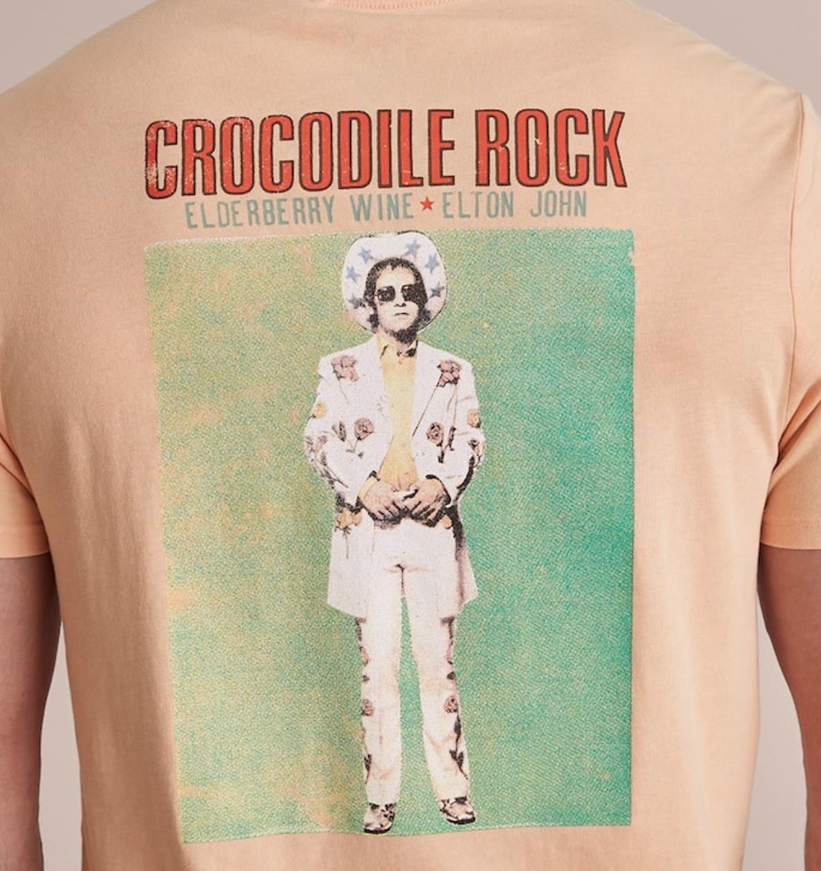 Elton John Crocodile Rock Mens Pale Orange T-Shirt Size Large (New)