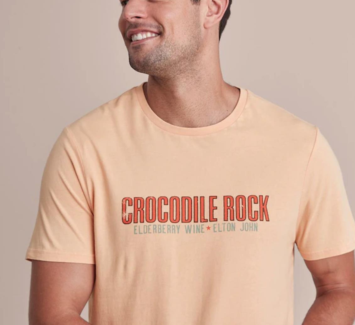 Elton John Crocodile Rock Mens Pale Orange T-Shirt Size Large (New)