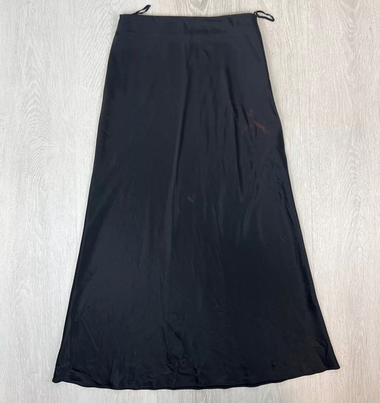 Matteau Womens Black Long Satin Skirt Size 2 (Pls Read Desc)