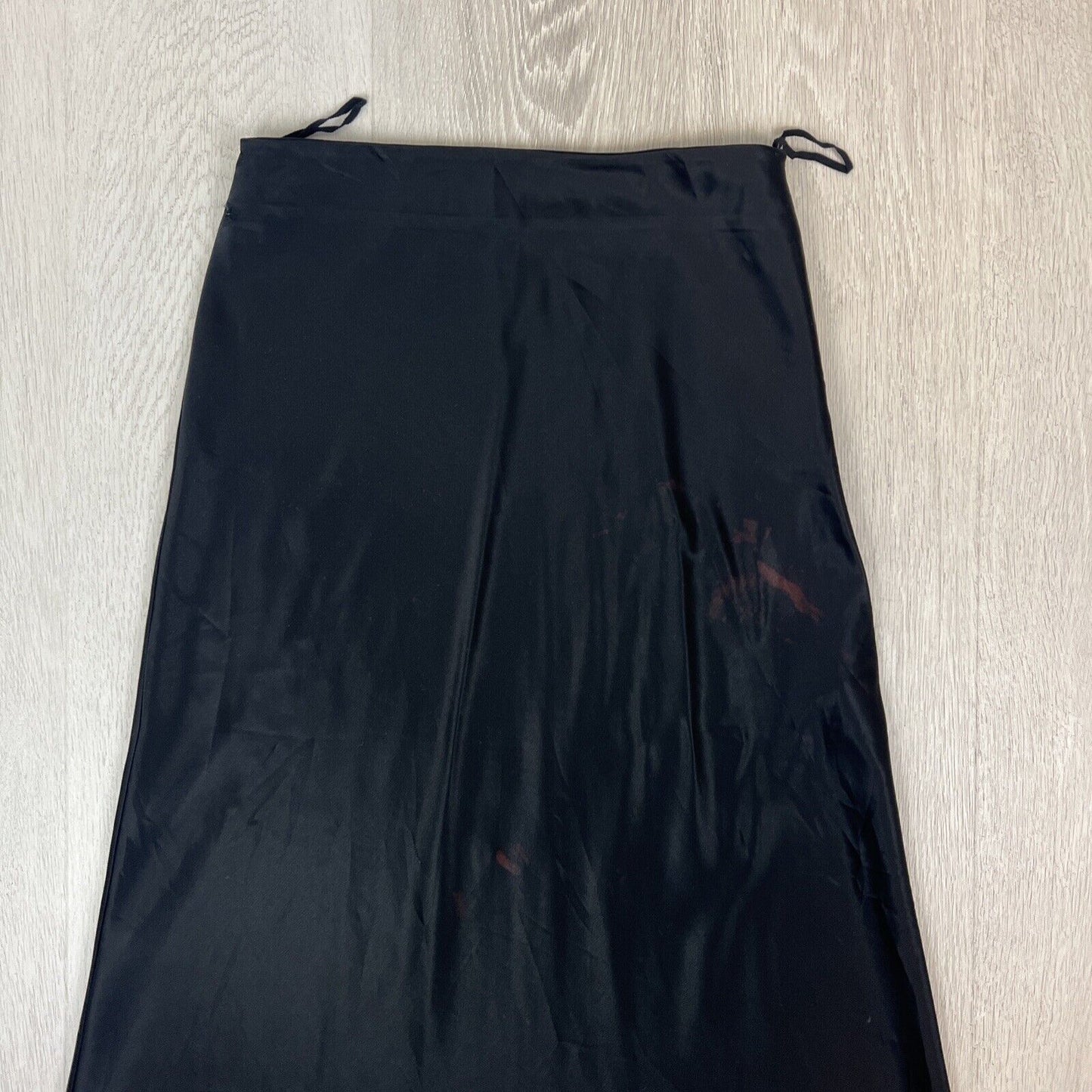 Matteau Womens Black Long Satin Skirt Size 2 (Pls Read Desc)