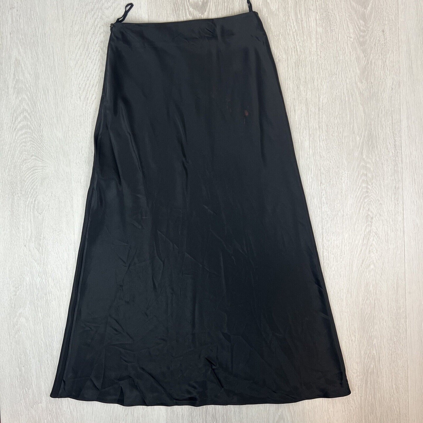 Matteau Womens Black Long Satin Skirt Size 2 (Pls Read Desc)