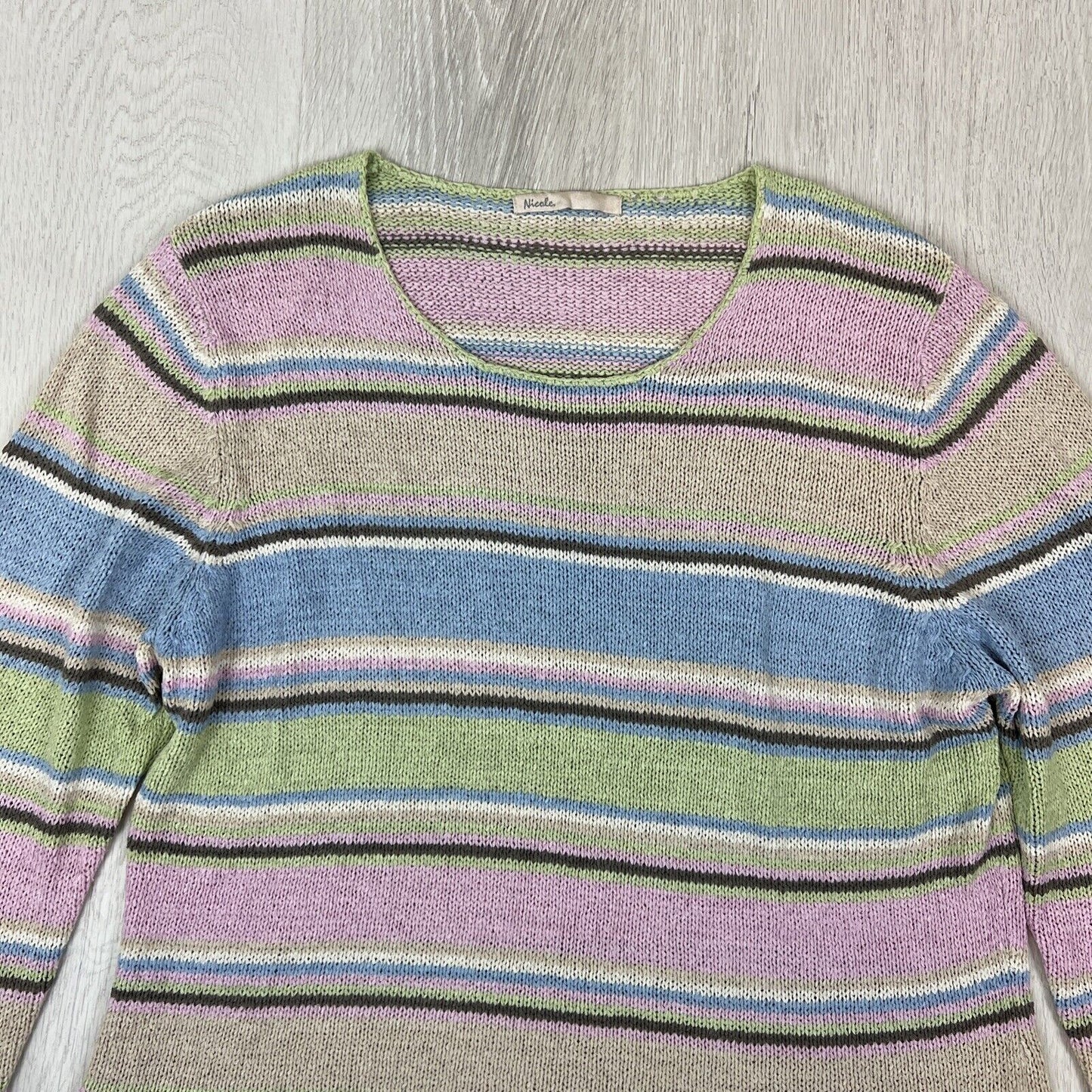 Nicole Womens Striped Knitted Sweater Size L/XL Approx