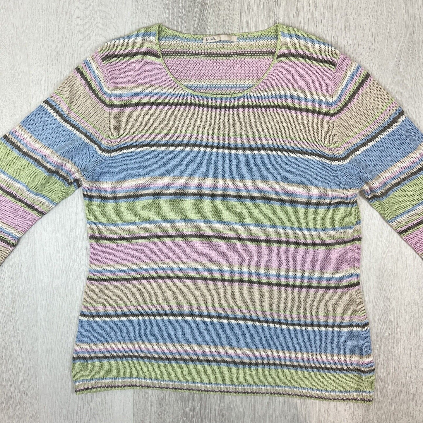 Nicole Womens Striped Knitted Sweater Size L/XL Approx