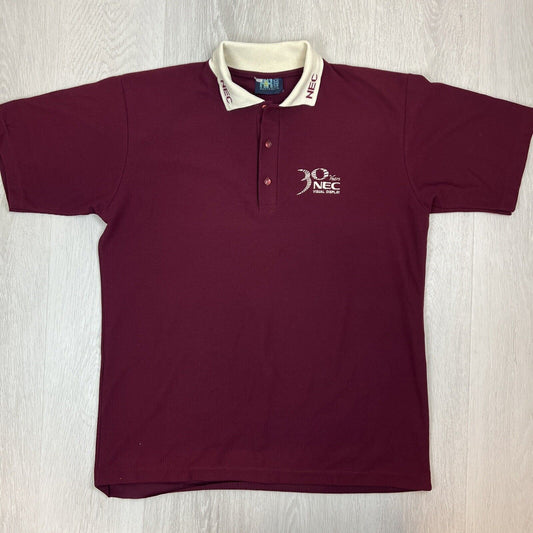 Vintage Mens NEC Visual Display 30 Years Maroon Polo Shirt Size XL approx