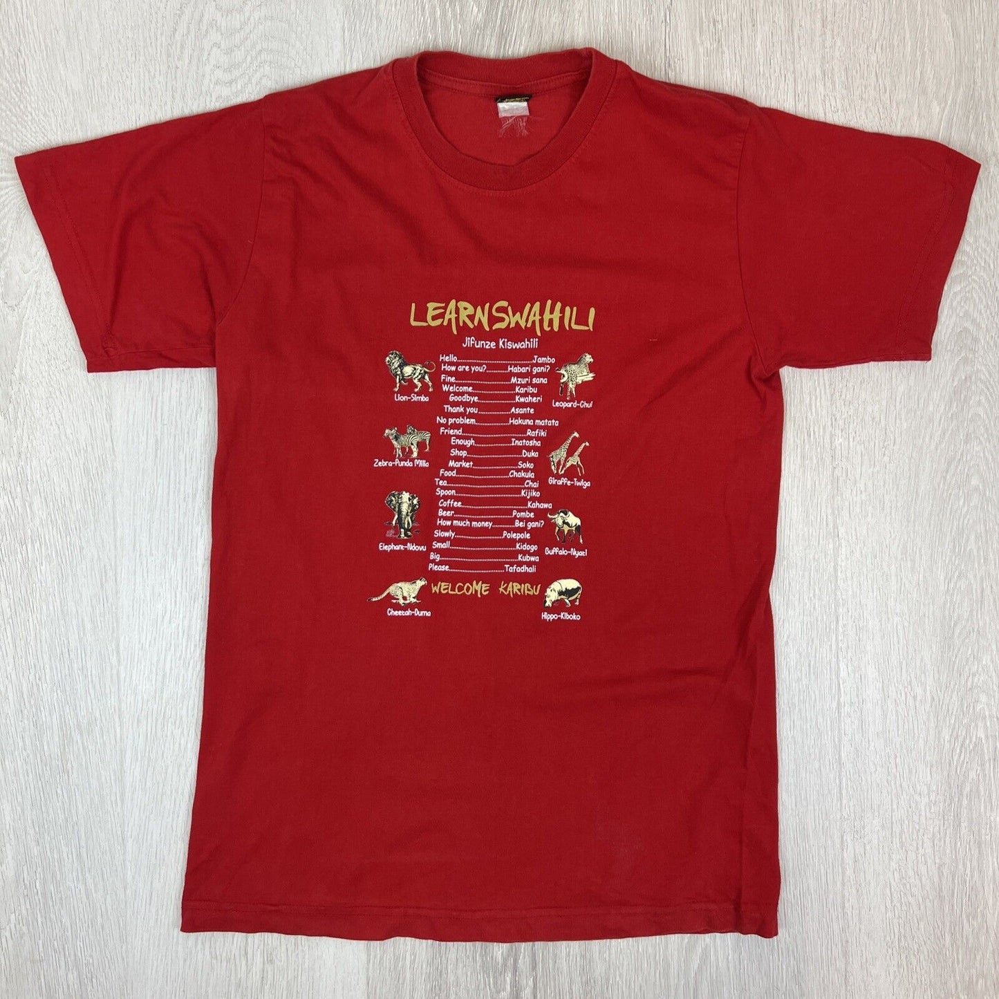 Learn Swahilli Mens Red T-Shirt Size Small Appeox