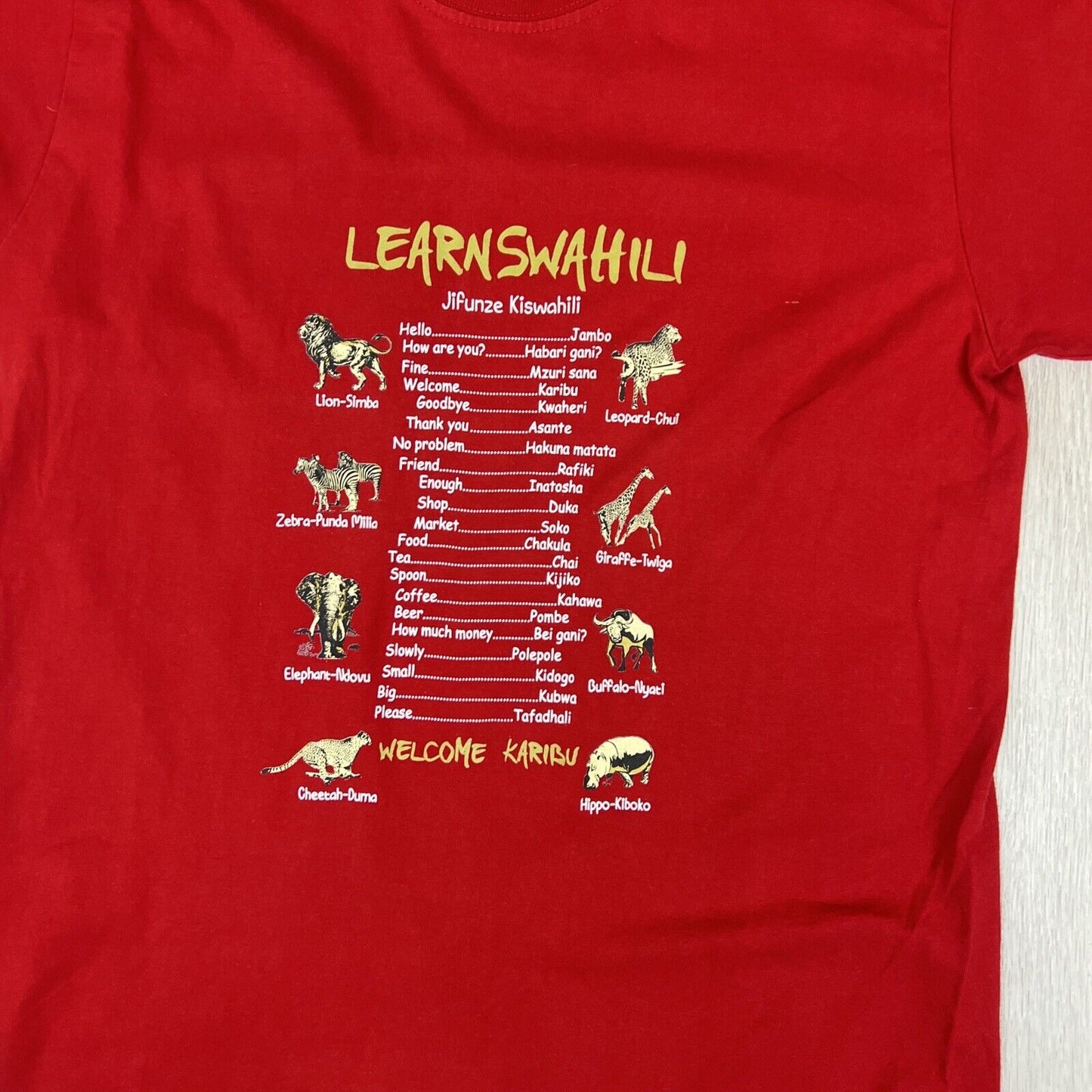 Learn Swahilli Mens Red T-Shirt Size Small Appeox