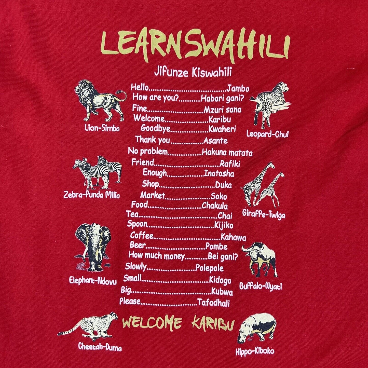 Learn Swahilli Mens Red T-Shirt Size Small Appeox