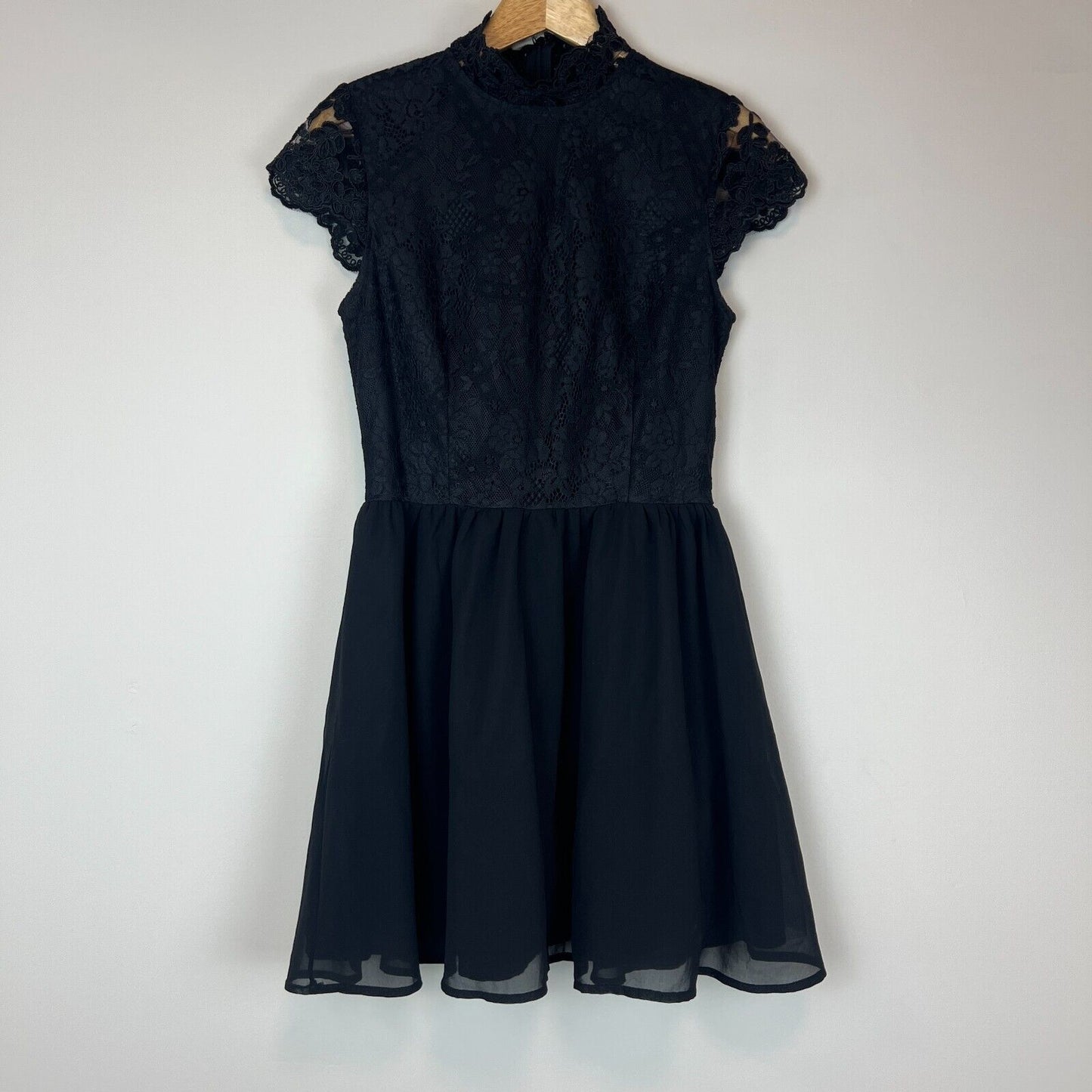 Missguided Womens Black Lace Fit & Flare Dress Size 10 UK