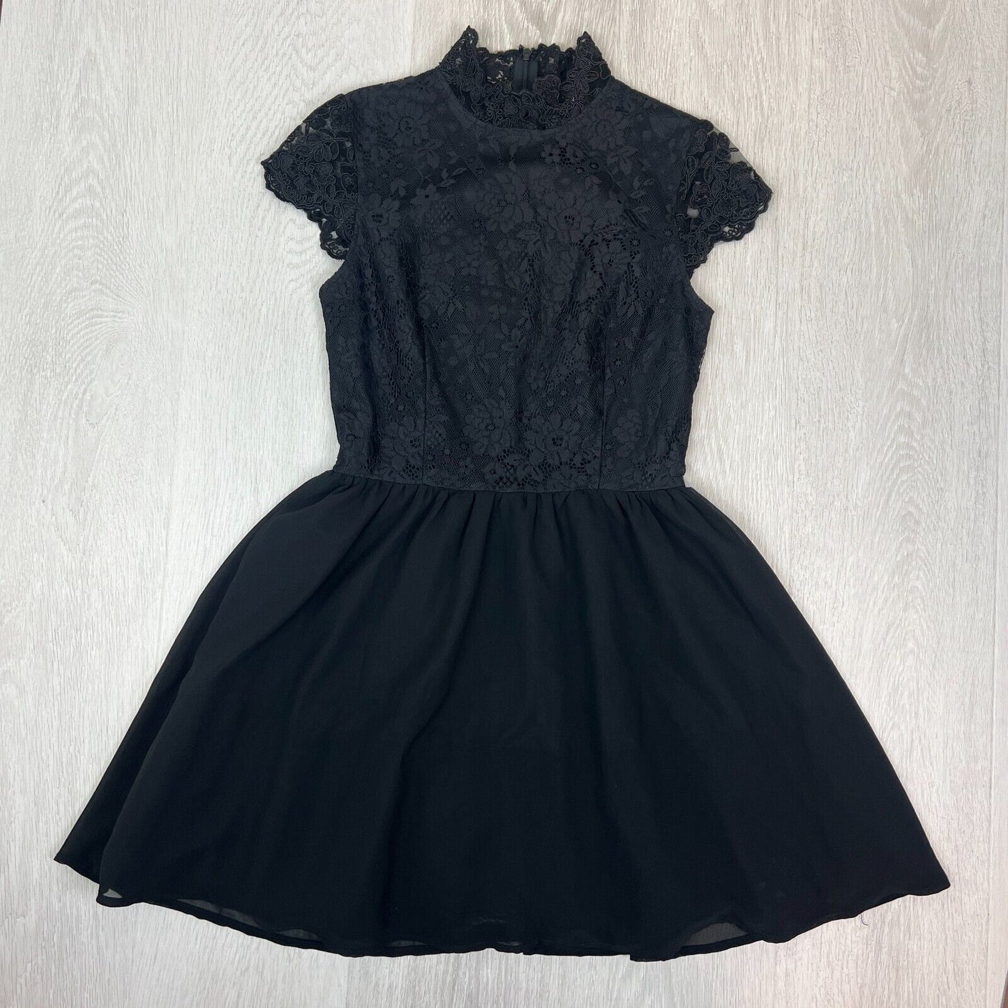 Missguided Womens Black Lace Fit & Flare Dress Size 10 UK