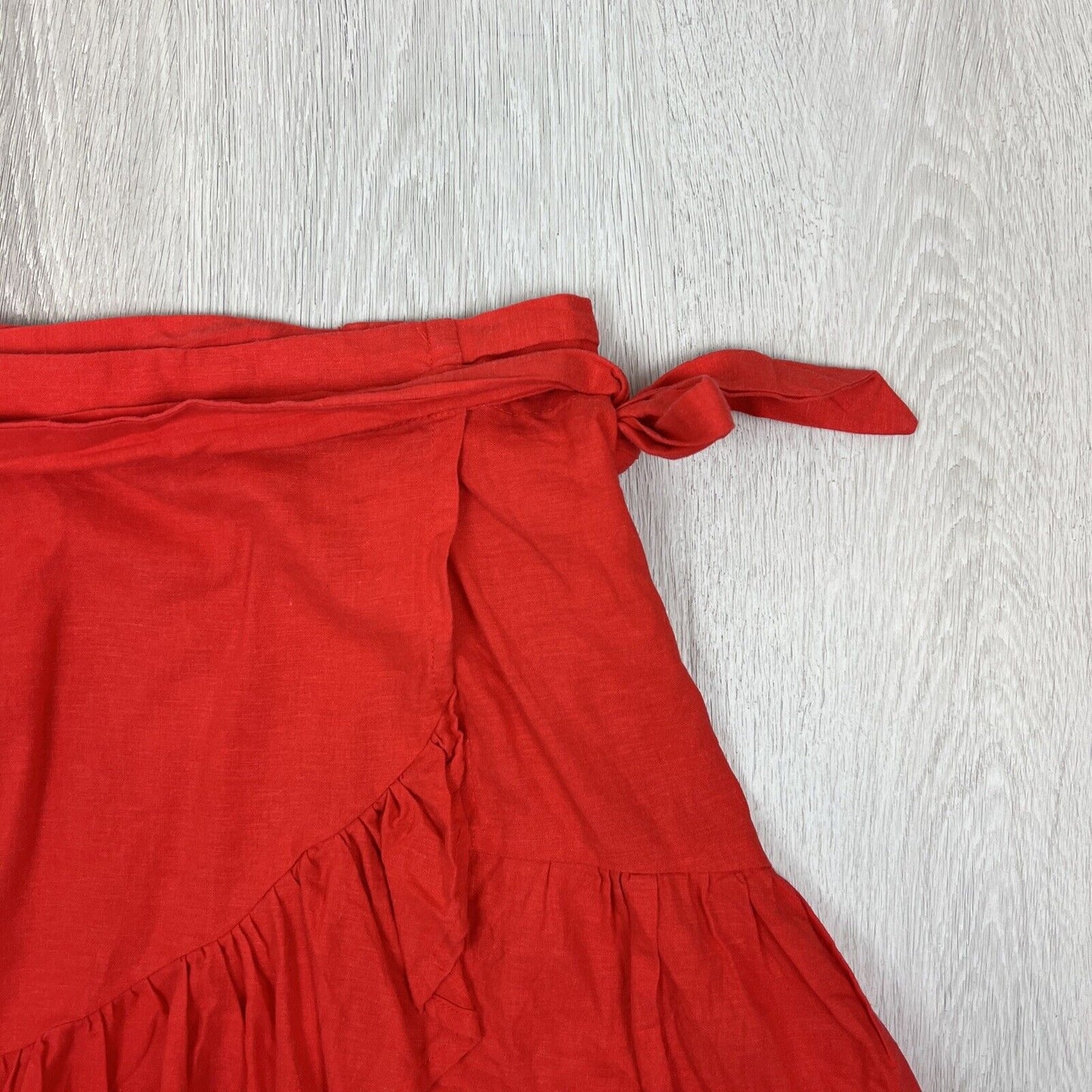 Glassons Womens Red Linen Blend Wrap Mini Skirt Size 6