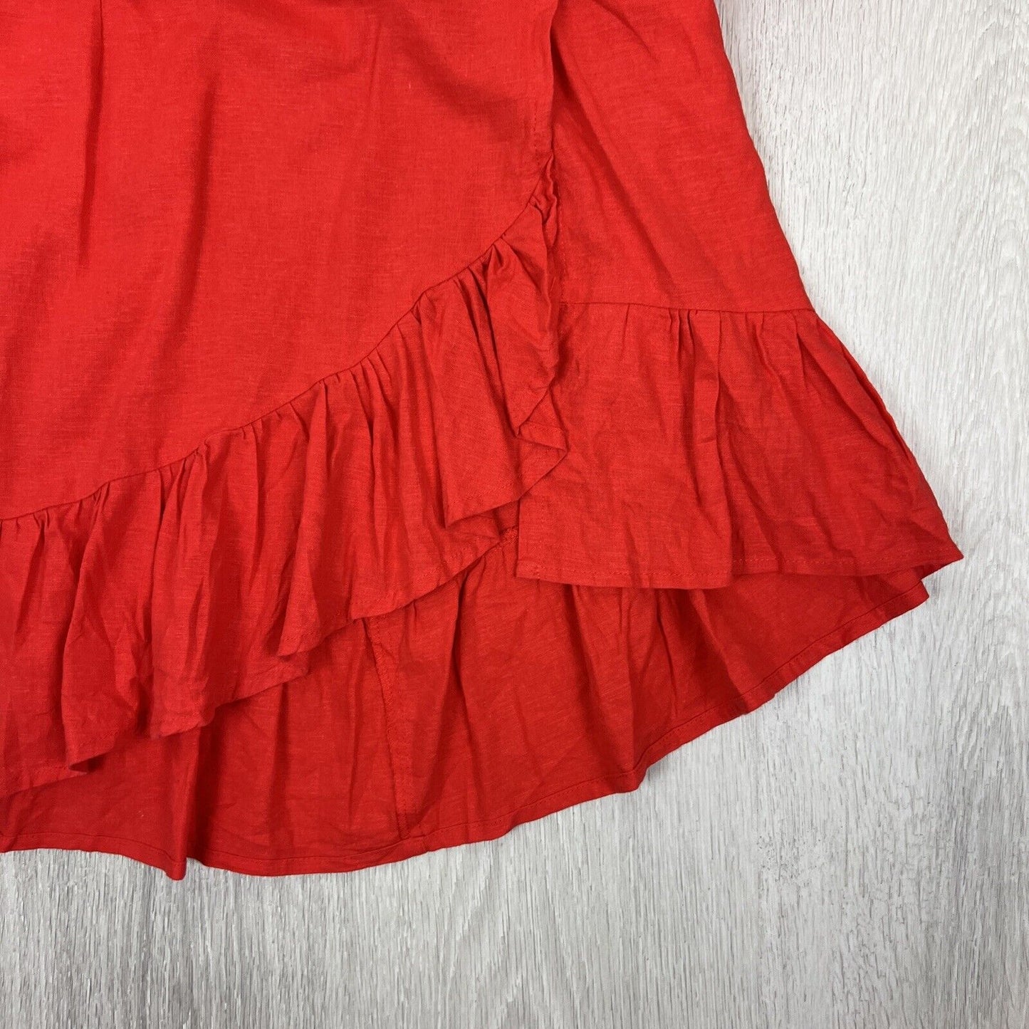 Glassons Womens Red Linen Blend Wrap Mini Skirt Size 6