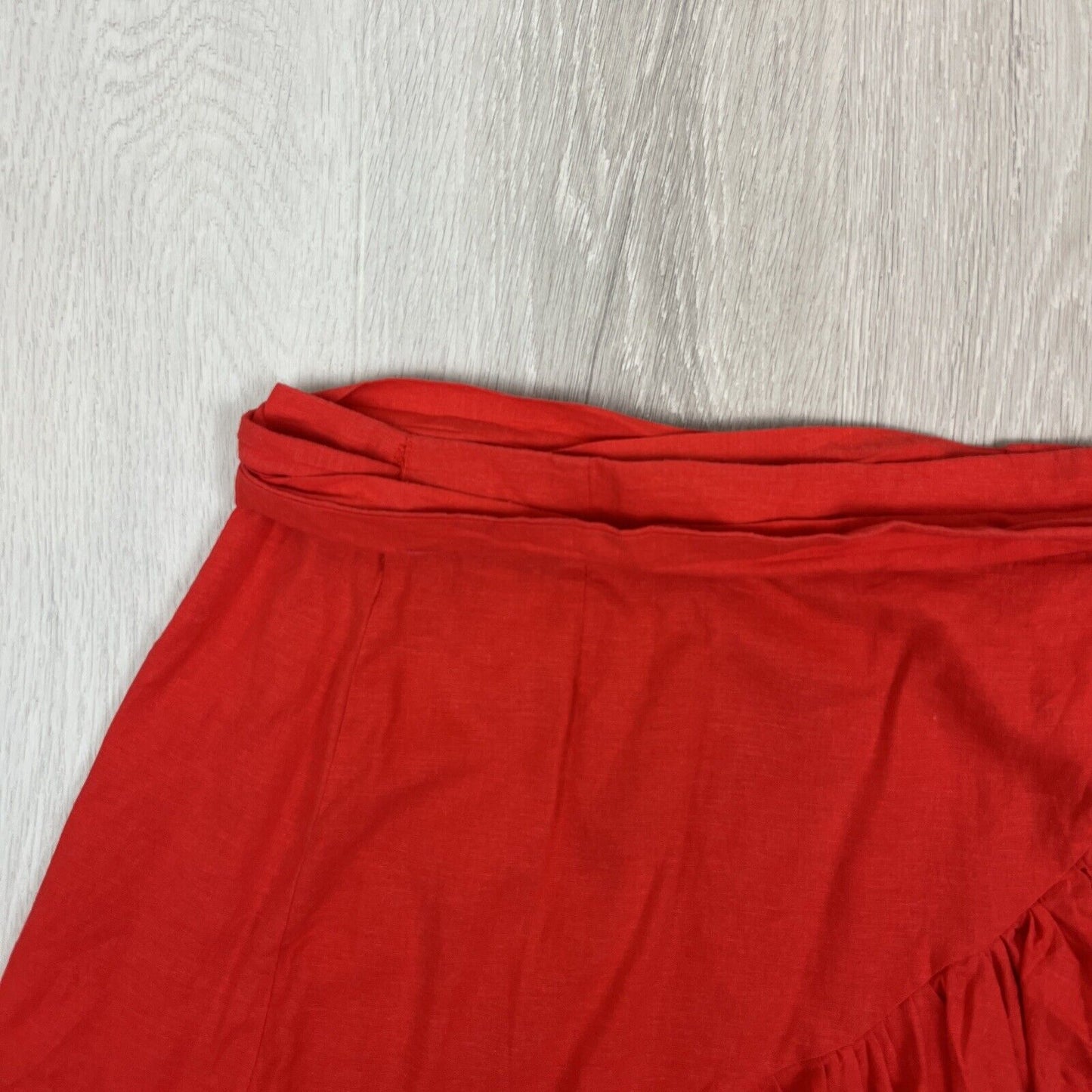 Glassons Womens Red Linen Blend Wrap Mini Skirt Size 6