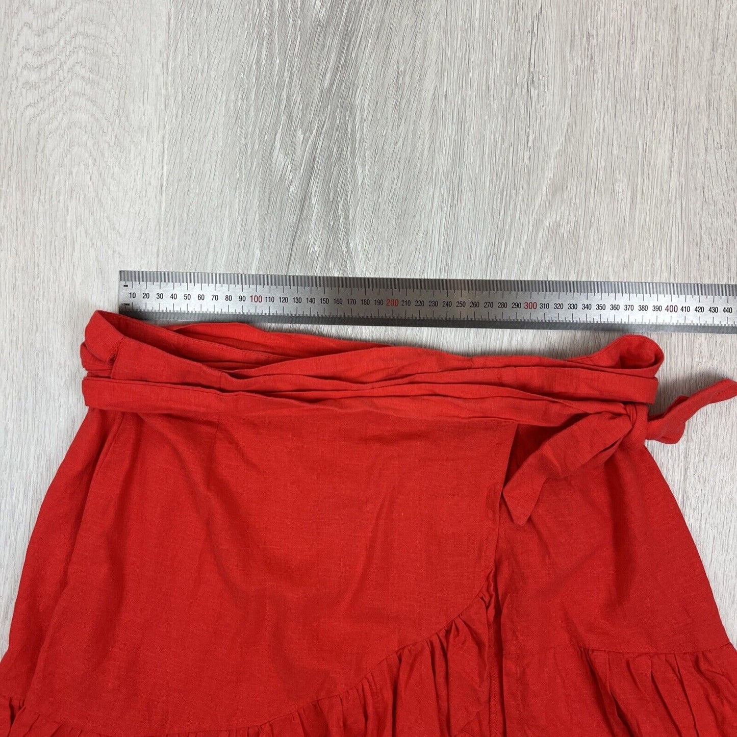 Glassons Womens Red Linen Blend Wrap Mini Skirt Size 6