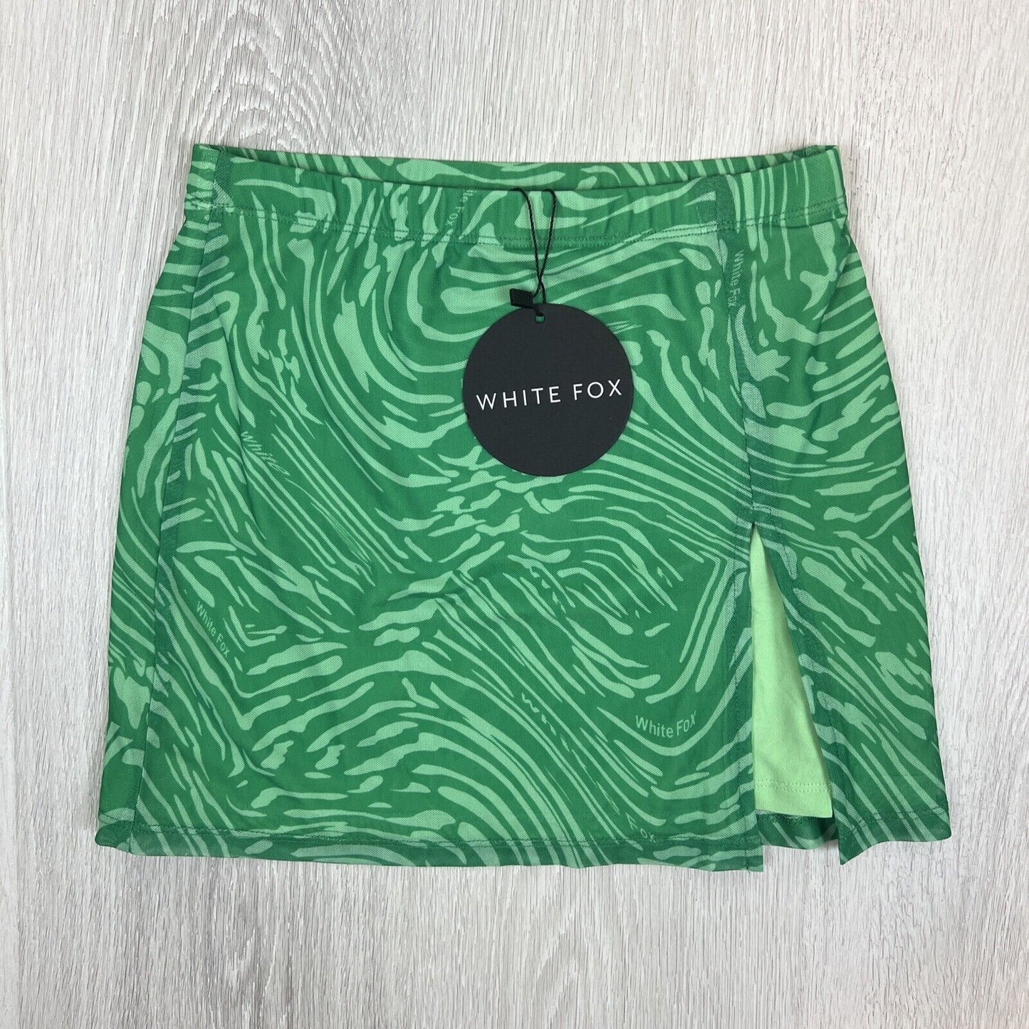 White Fox Womens Times Like This Mesh Mini Skirt Green Swirl Size XS (New)