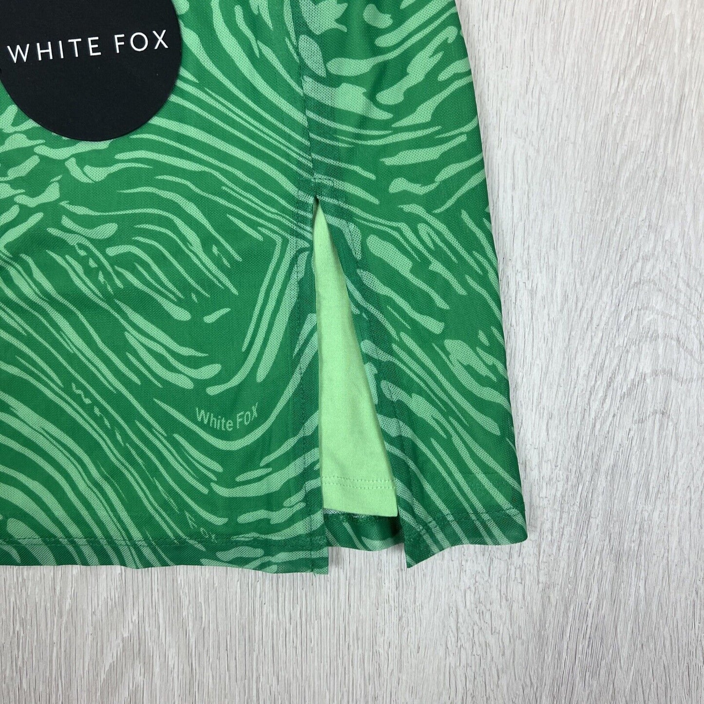 White Fox Womens Times Like This Mesh Mini Skirt Green Swirl Size XS (New)