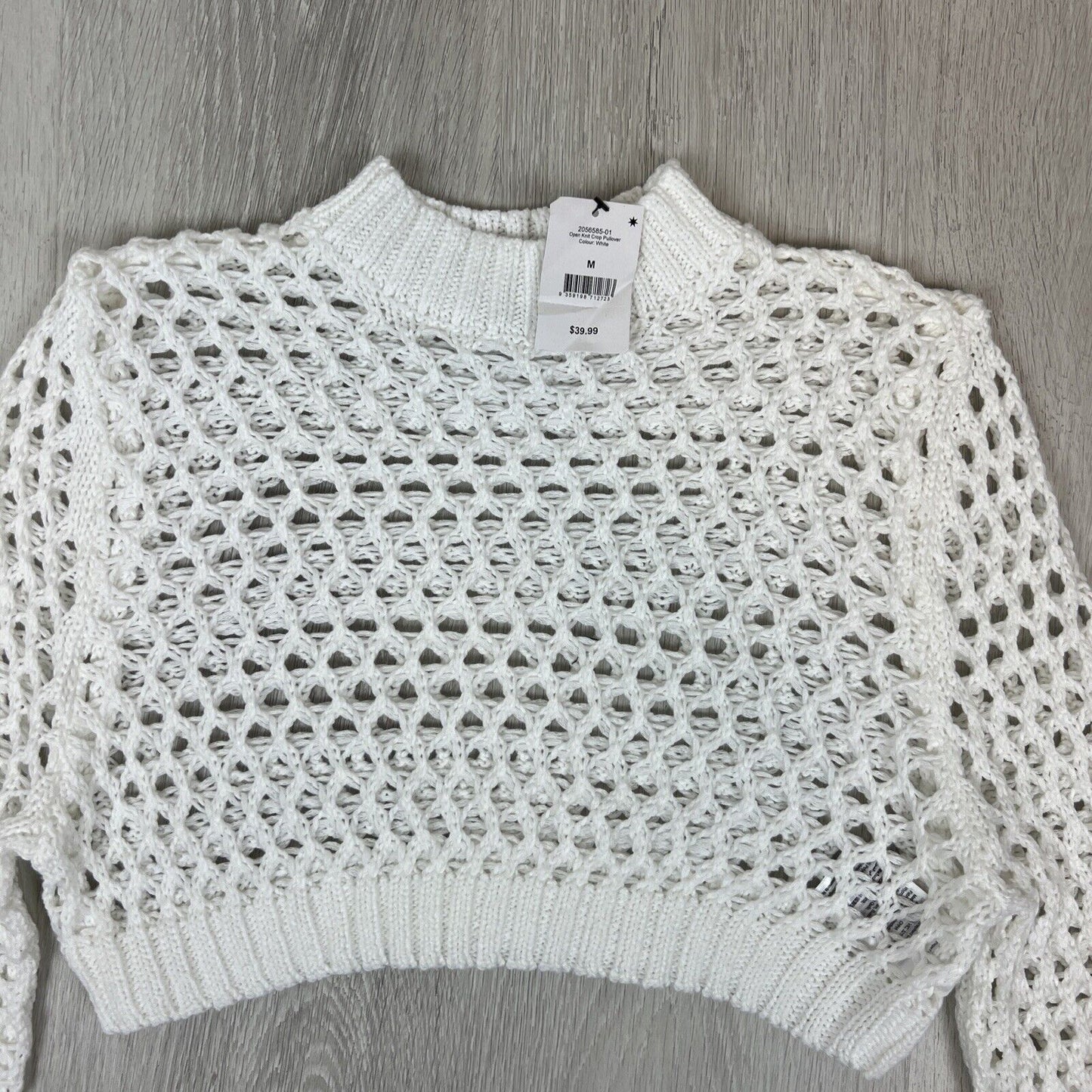 Cotton On Womens Open Knit Cropped Pullover Sweatshirt Jumper Size M (New)