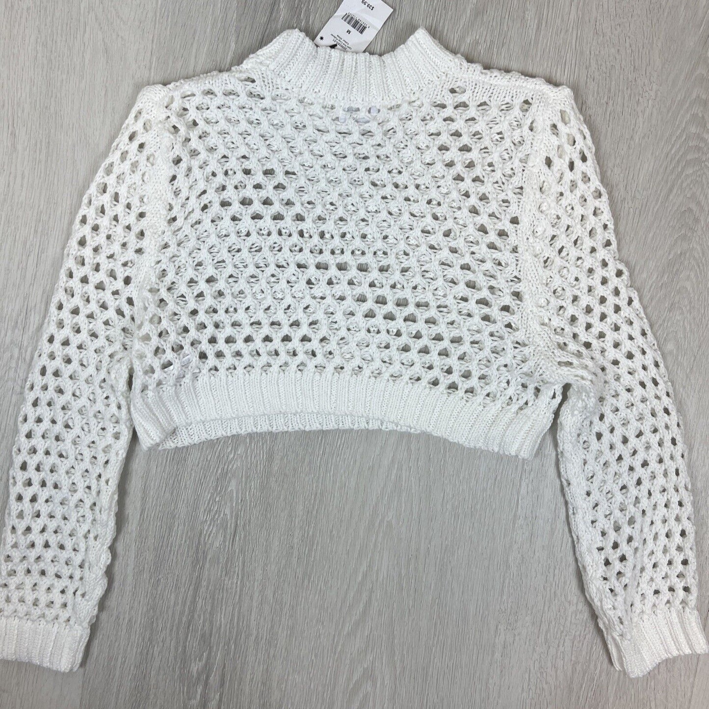 Cotton On Womens Open Knit Cropped Pullover Sweatshirt Jumper Size M (New)
