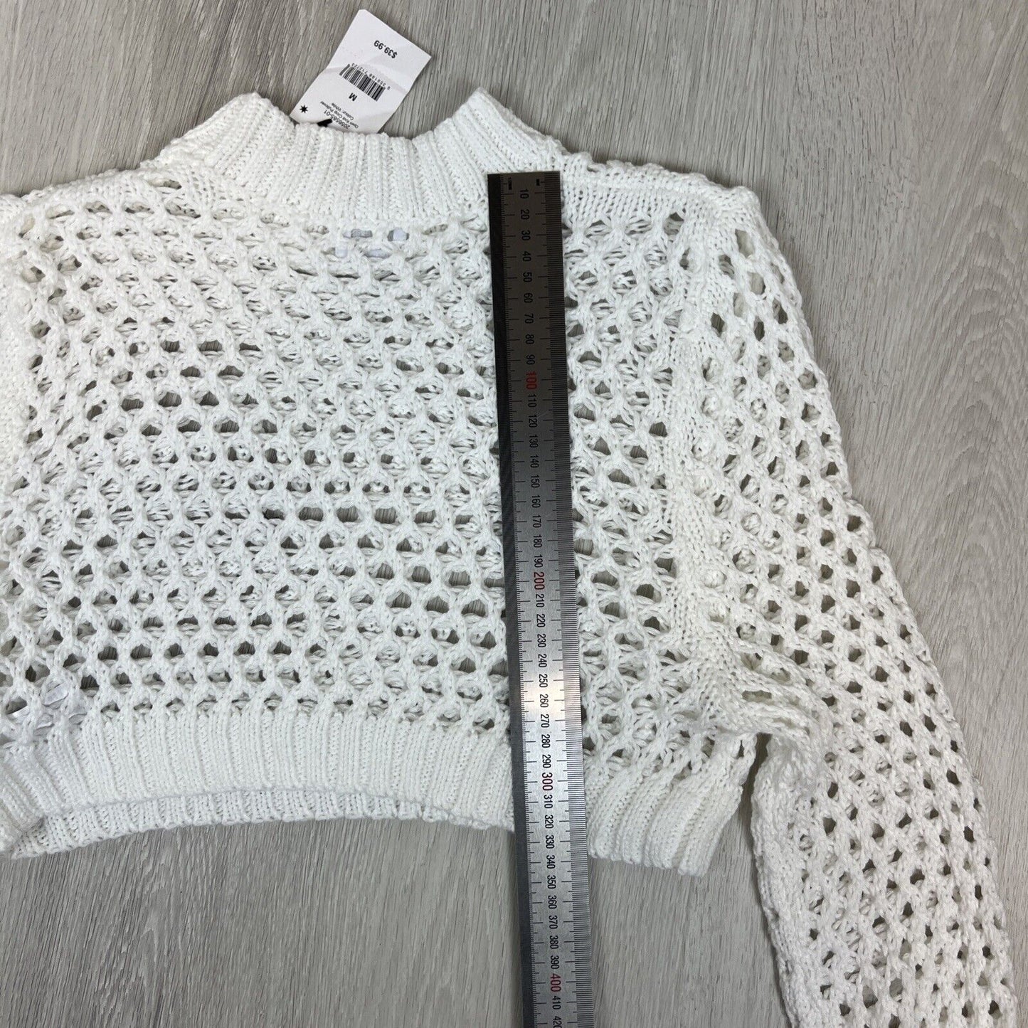 Cotton On Womens Open Knit Cropped Pullover Sweatshirt Jumper Size M (New)