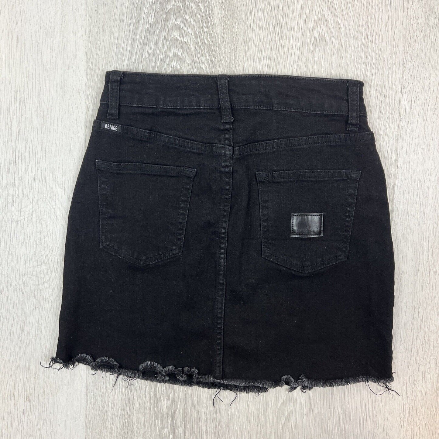 Refuge Womens Black Denim Mini Skirt Size 7