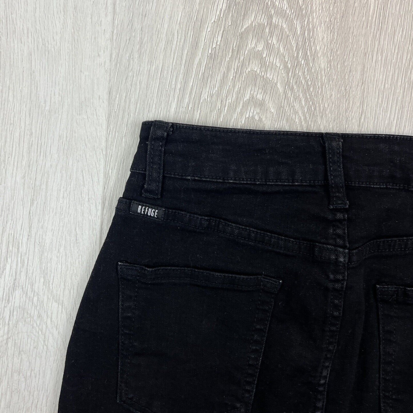 Refuge Womens Black Denim Mini Skirt Size 7