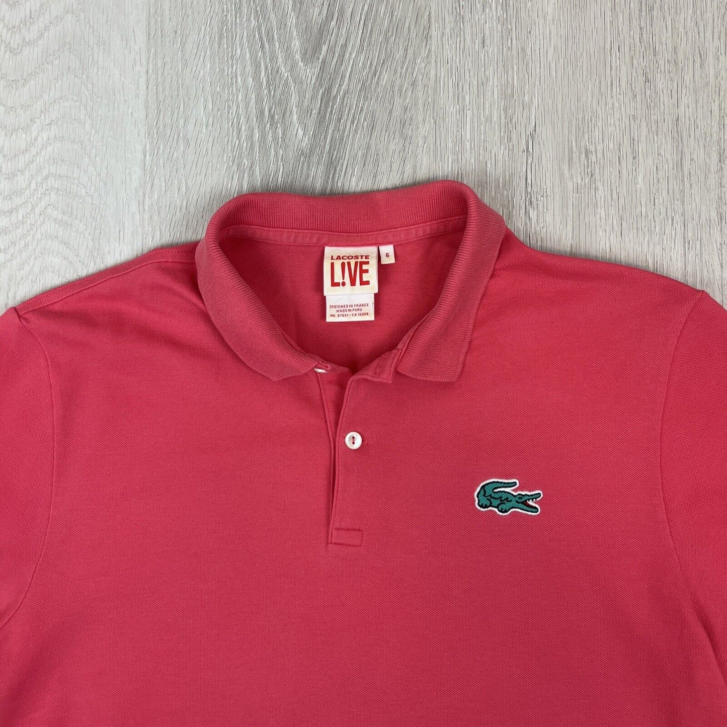 Lacoste Live Mens Pink Polo Shirt Size 6 (Measures like an M/L approx)