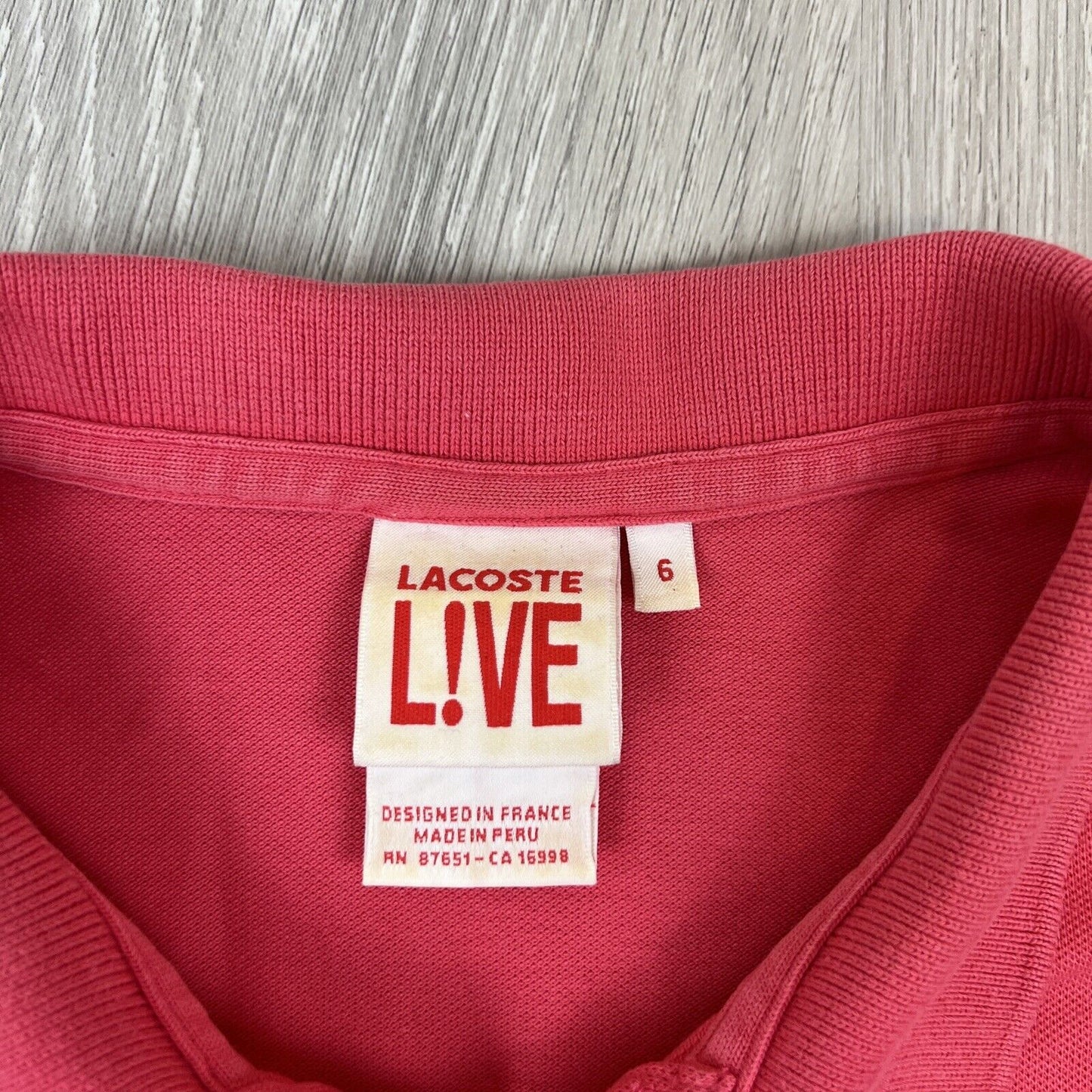 Lacoste Live Mens Pink Polo Shirt Size 6 (Measures like an M/L approx)