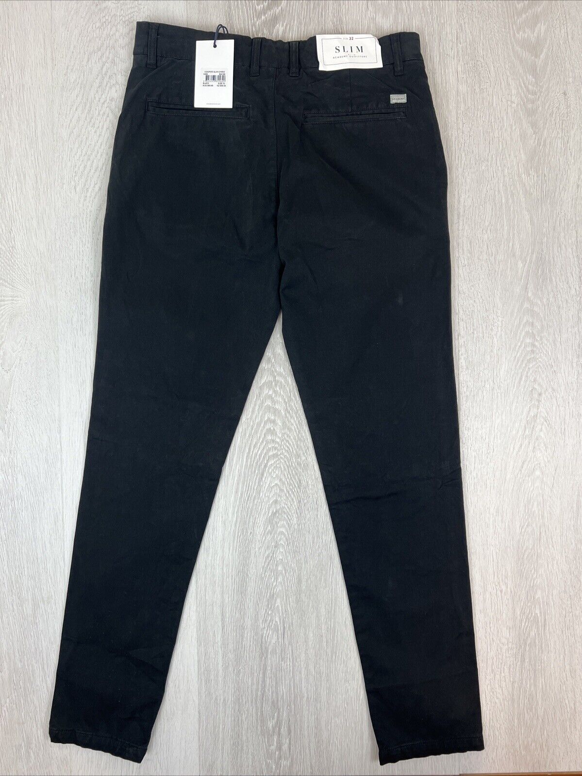 Academy Brand Mens Black Slim Chinos Cooper Fit Size 32 (New)