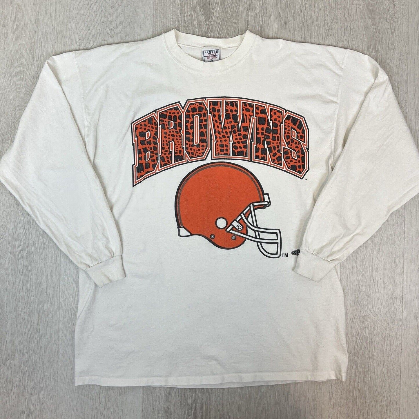 Vintage Santee Mens Cleveland Browns NFL Heavy Weight T-Shirt Size XL Made USA