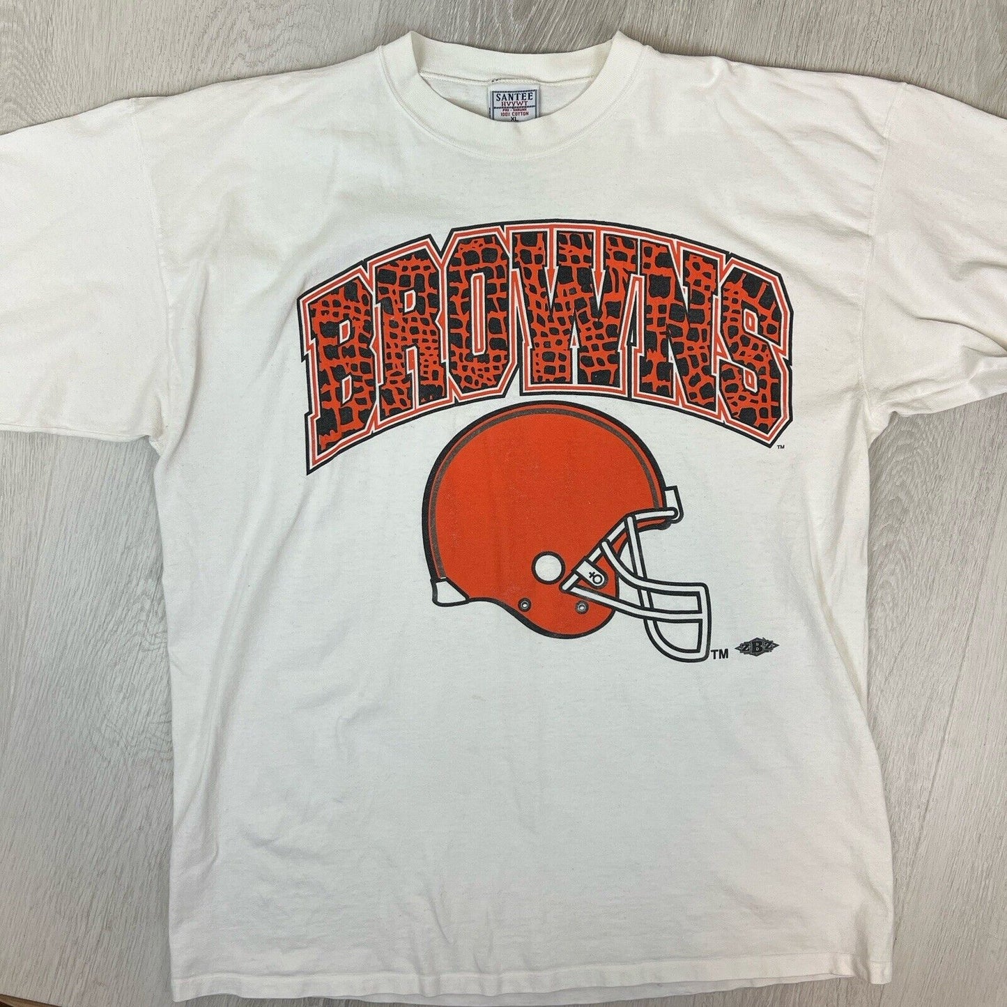 Vintage Santee Mens Cleveland Browns NFL Heavy Weight T-Shirt Size XL Made USA