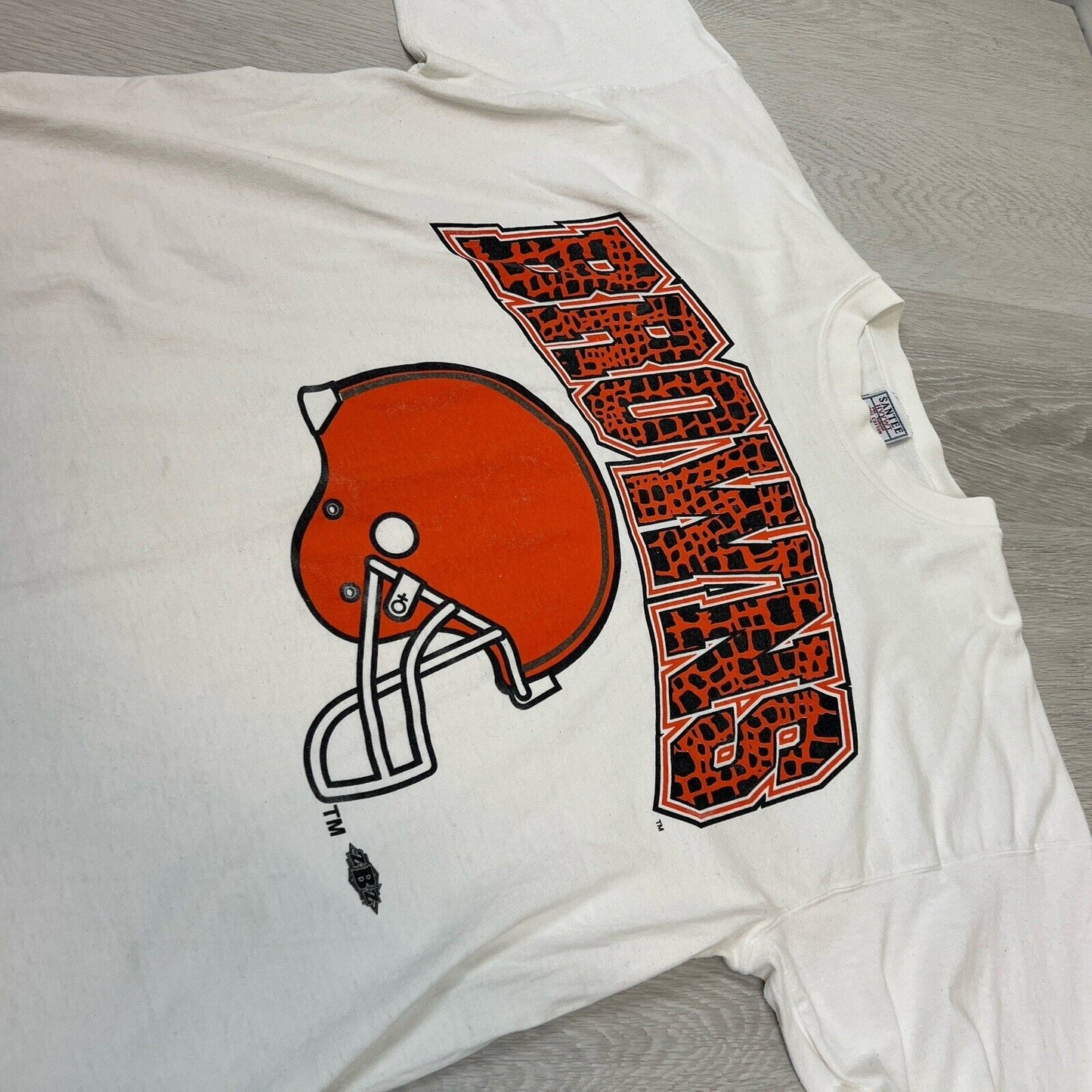 Vintage Santee Mens Cleveland Browns NFL Heavy Weight T-Shirt Size XL Made USA