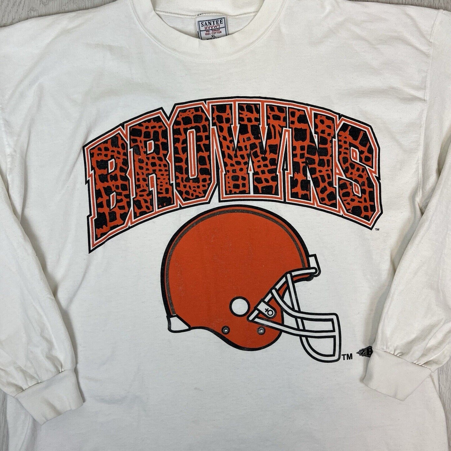 Vintage Santee Mens Cleveland Browns NFL Heavy Weight T-Shirt Size XL Made USA