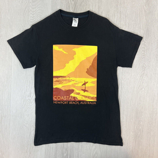 Coastal Classics, Newport Beach Australia Mens Black T-shirt Size Small